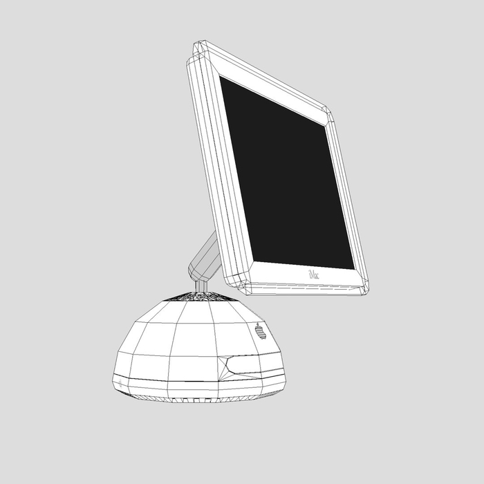 imac G4 sunflower 3D lowpoly wireframe